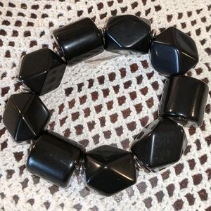 Chunky Black Bead Bracelet